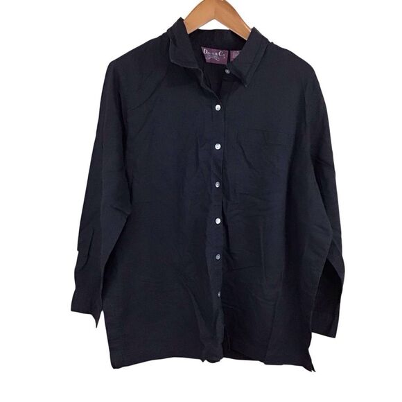 Denim&Co Black Linen Blend Button Up Shirt 2X - Picture 1 of 7